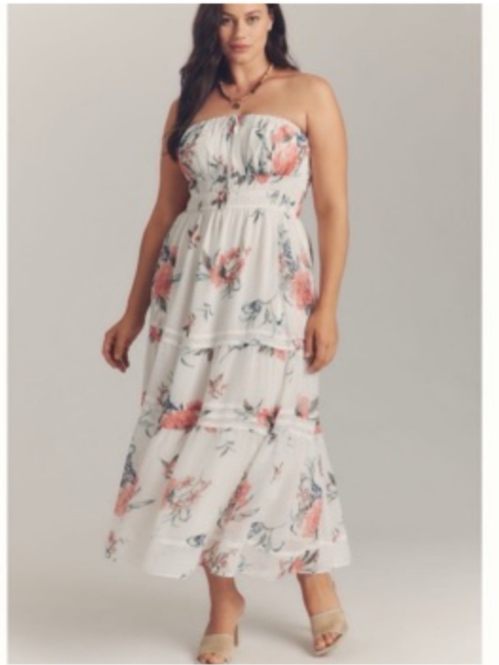 NWT The Somerset Strapless Floral print Chiffon Midi Dress
